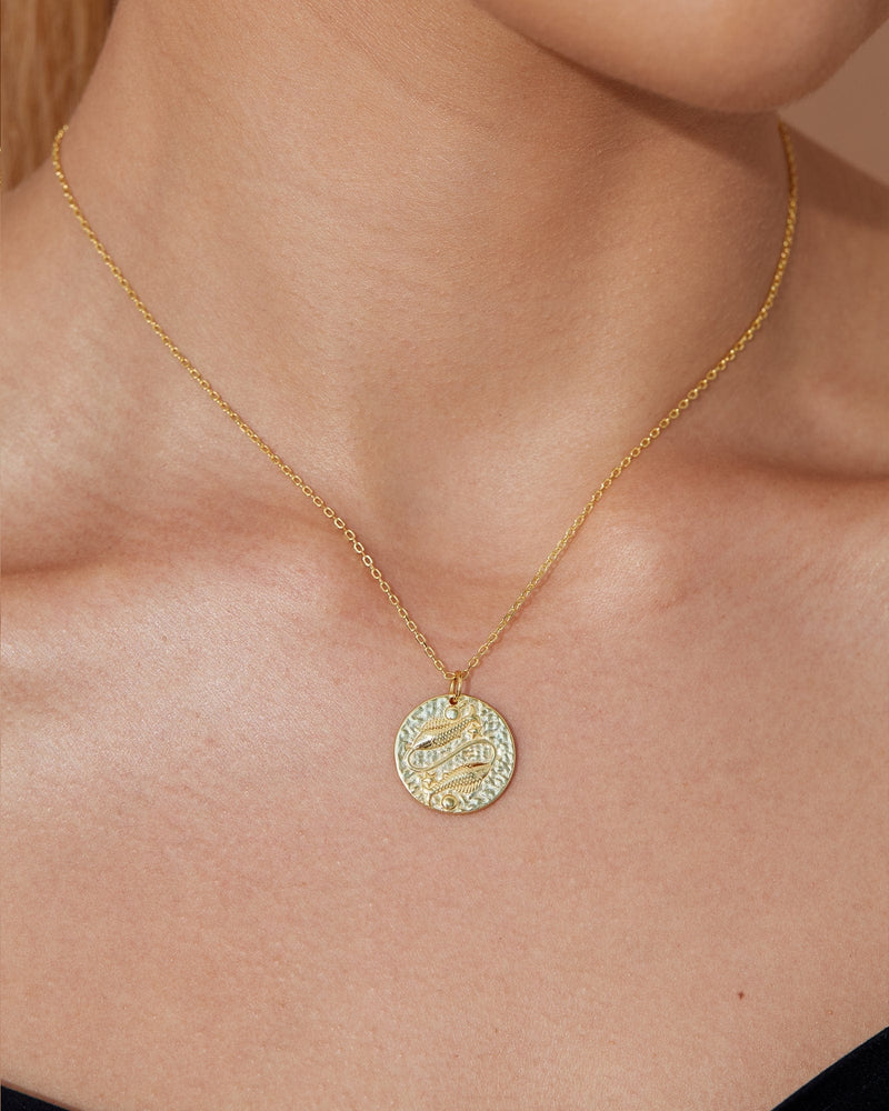 Izoa Necklaces Izoa Star Sign Necklace Pisces Gold IZ-STARNECK-PISCES