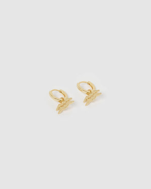 Izoa Earrings Izoa Aquarius Star Sign Symbol Huggie Earring Gold IZ-STARSIGNHUG-AQUA