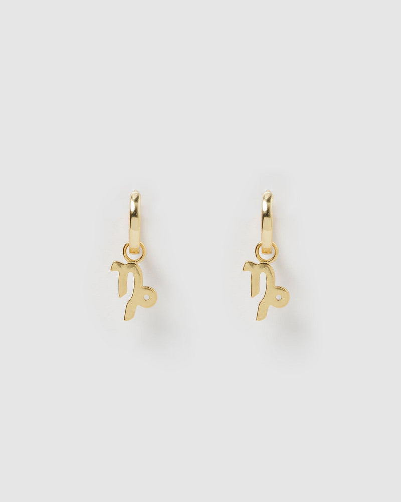 Izoa Earrings Izoa Capricorn Star Sign Symbol Huggie Earrings Gold IZ-STARSIGNHUG-CAP