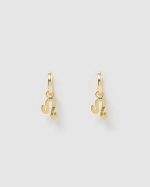Izoa Leo Star Sign Symbol Huggie Earrings Gold