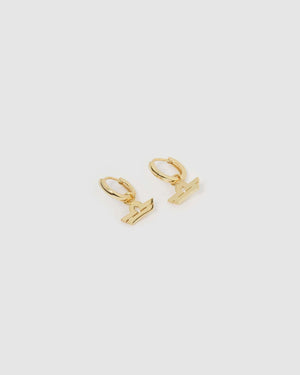 Izoa Earrings Izoa Libra Star Sign Symbol Huggie Earrings Gold IZ-STARSIGNHUG-LIBRA