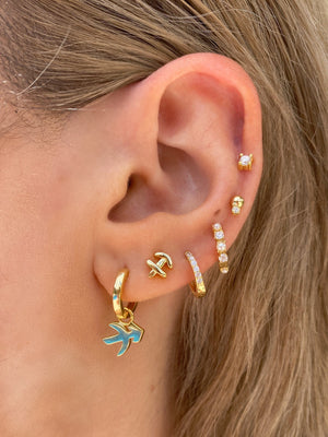 Izoa Earrings Izoa Sagittarius Star Sign Symbol Huggie Earrings Gold IZ-STARSIGNHUG-SAGITTARIUS