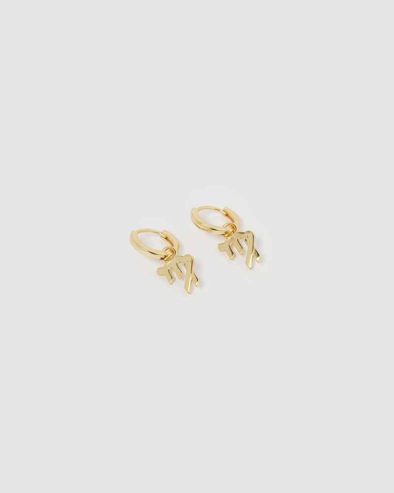 Izoa Earrings Izoa Virgo Star Sign Symbol Huggie Earrings Gold IZ-STARSIGNHUG-VIRGO