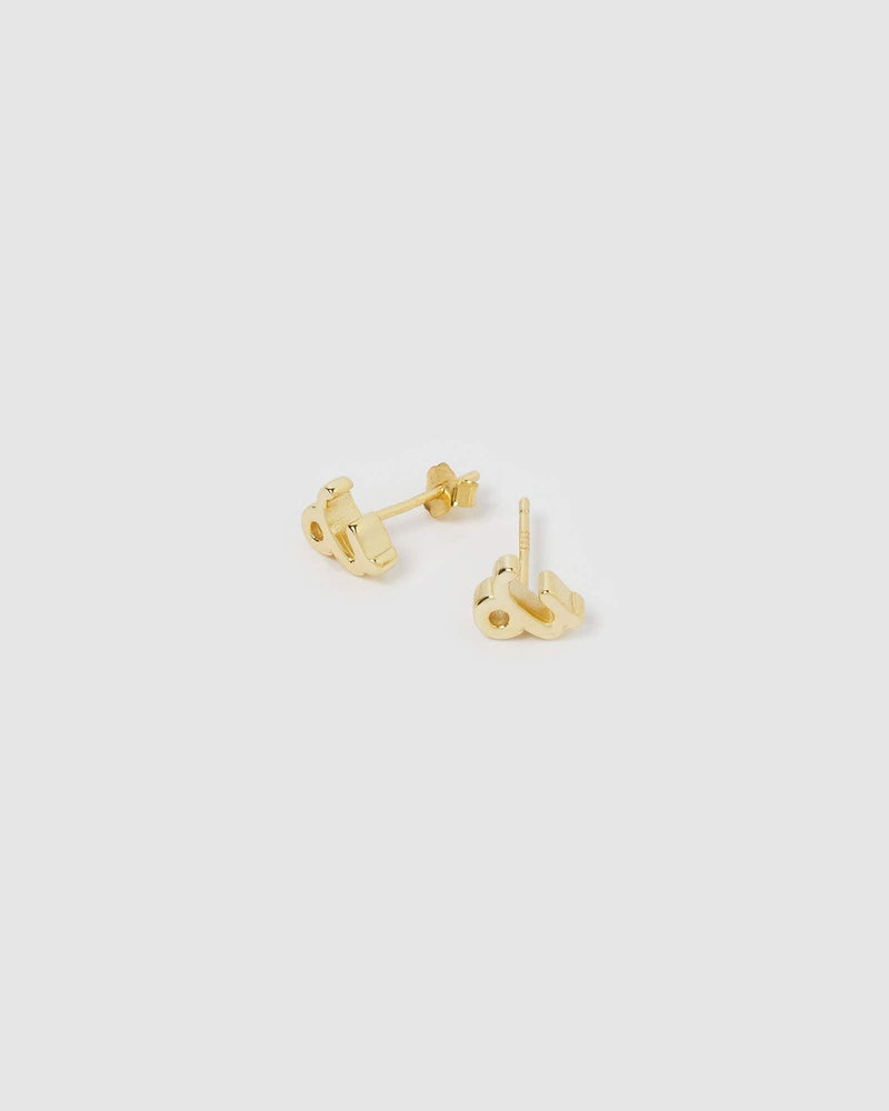 Izoa Capricorn Star Sign Symbol Stud Gold