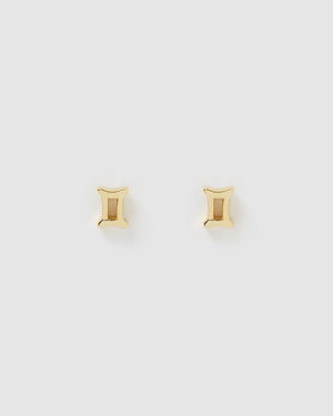 Izoa Gemini Star Sign Symbol Stud Gold