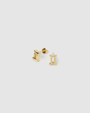 
                
                    Load image into Gallery viewer, Izoa Earrings Izoa Gemini Star Sign Symbol Stud Gold IZ-STARSIGNSTUD-GEMINI
                
            