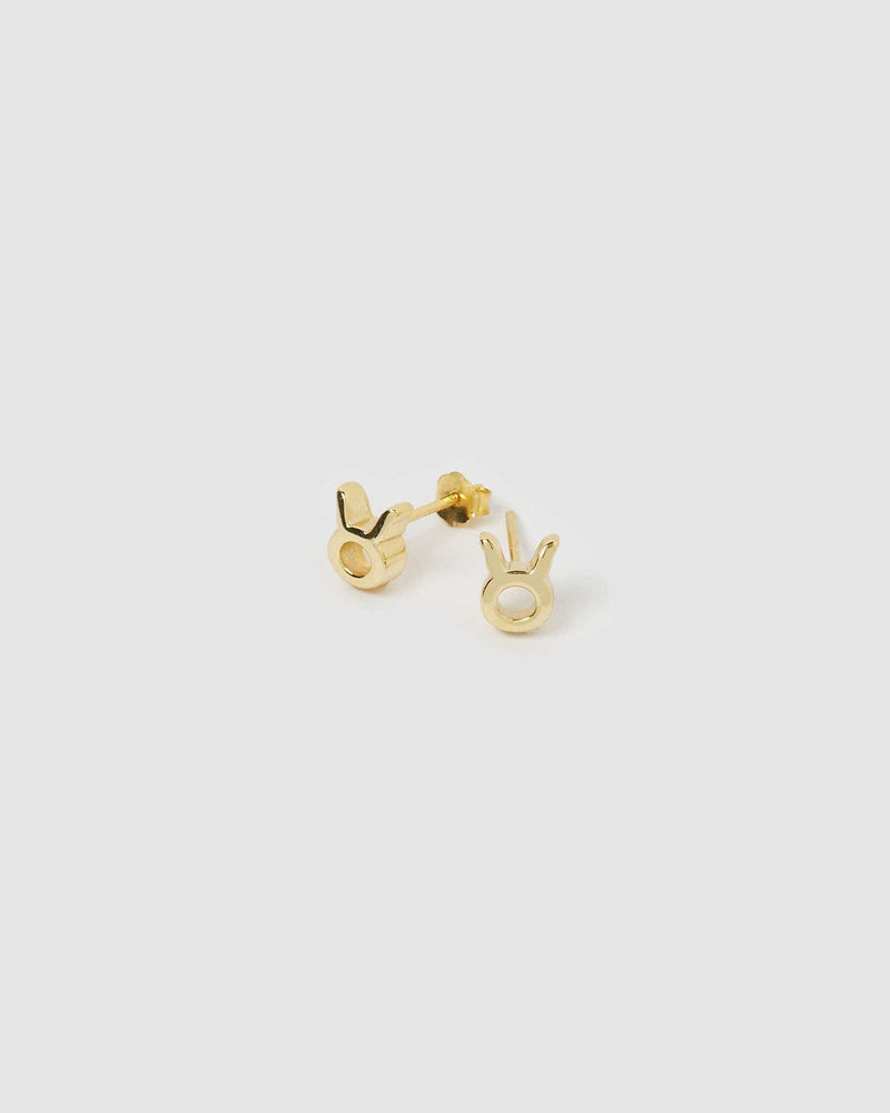 Izoa Taurus Star Sign Symbol Stud Gold