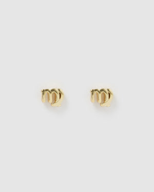 
                
                    Load image into Gallery viewer, Izoa Earrings Izoa Virgo Star Sign Symbol Stud Gold IZ-STARSIGNSTUD-VIRGO
                
            