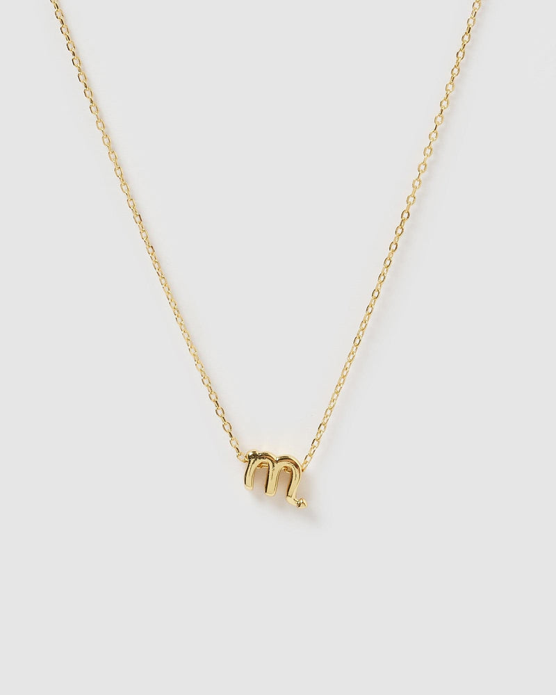 Izoa Scorpio Star Sign Symbol Necklace Gold