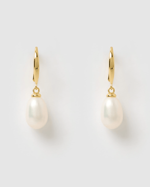 Izoa Sylvia Earrings Gold Freshwater Pearl