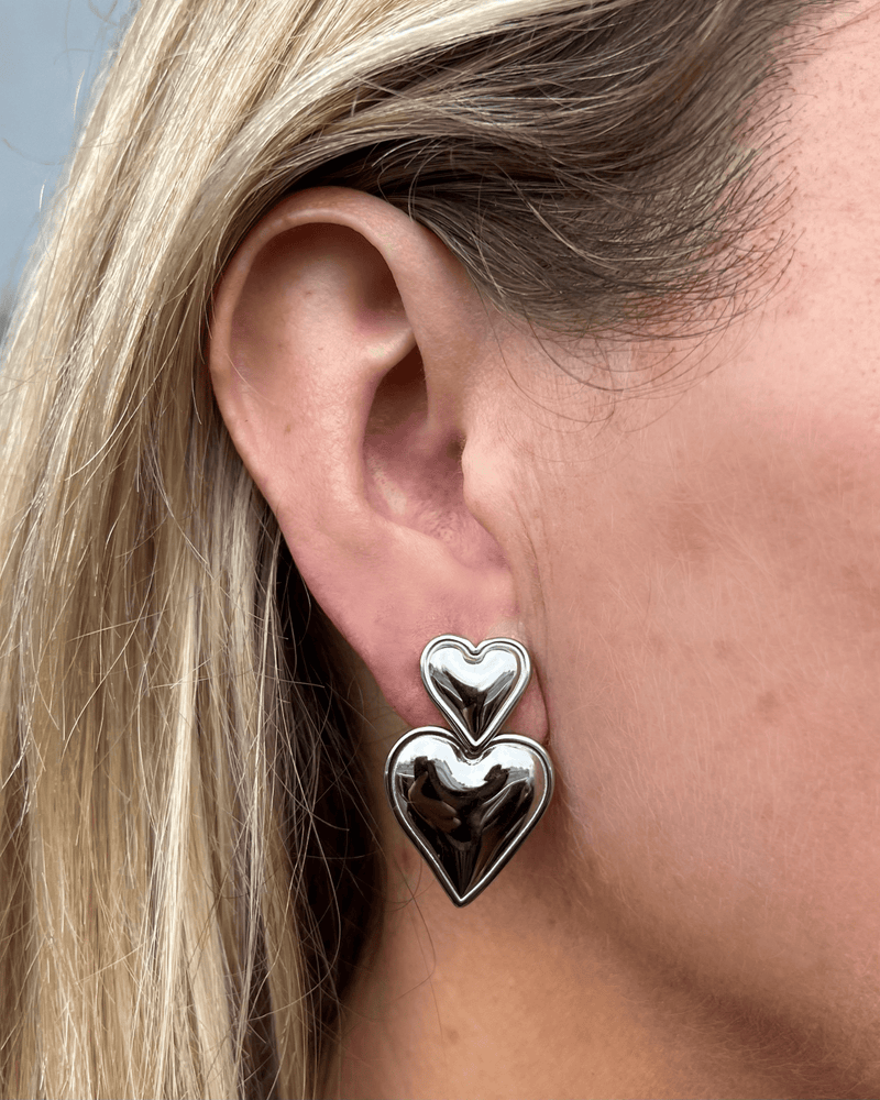 Izoa Tana Heart Stud Earrings Silver