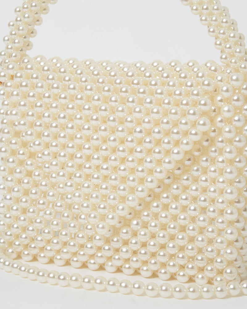 Izoa Tiffany Pearl Handbag White