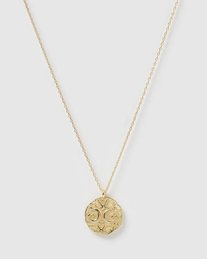 Izoa Necklaces Izoa Two Moons Coin Necklace Gold IZ-TWOMOONS