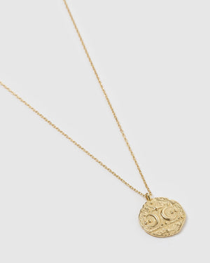 Izoa Necklaces Izoa Two Moons Coin Necklace Gold IZ-TWOMOONS