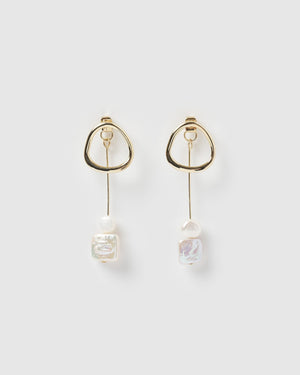 Izoa Earrings Izoa Venus Earrings Gold Freshwater Pearl IZ-VENUS-GOLD-1