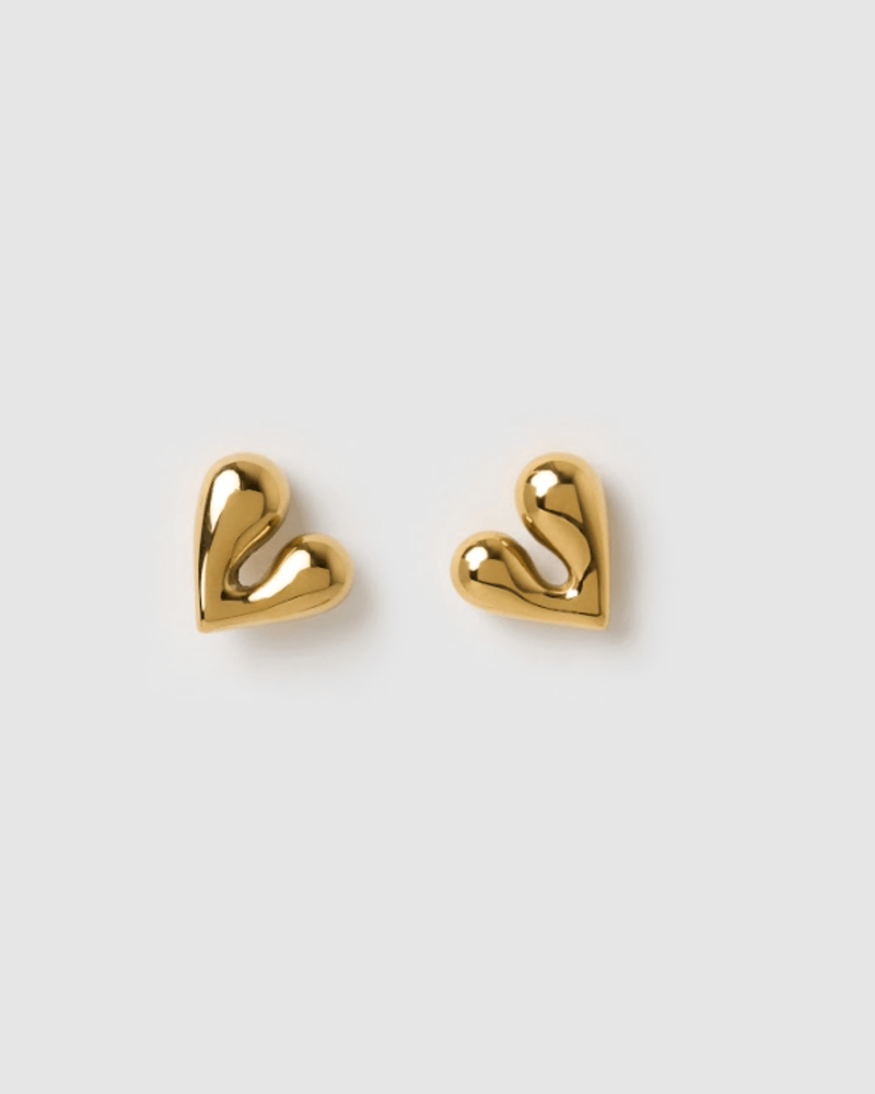 Izoa Vionna Heart Stud Earrings Gold - The Zebra Effect