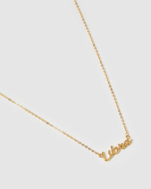 Izoa Libra Written Star Sign Necklace Gold