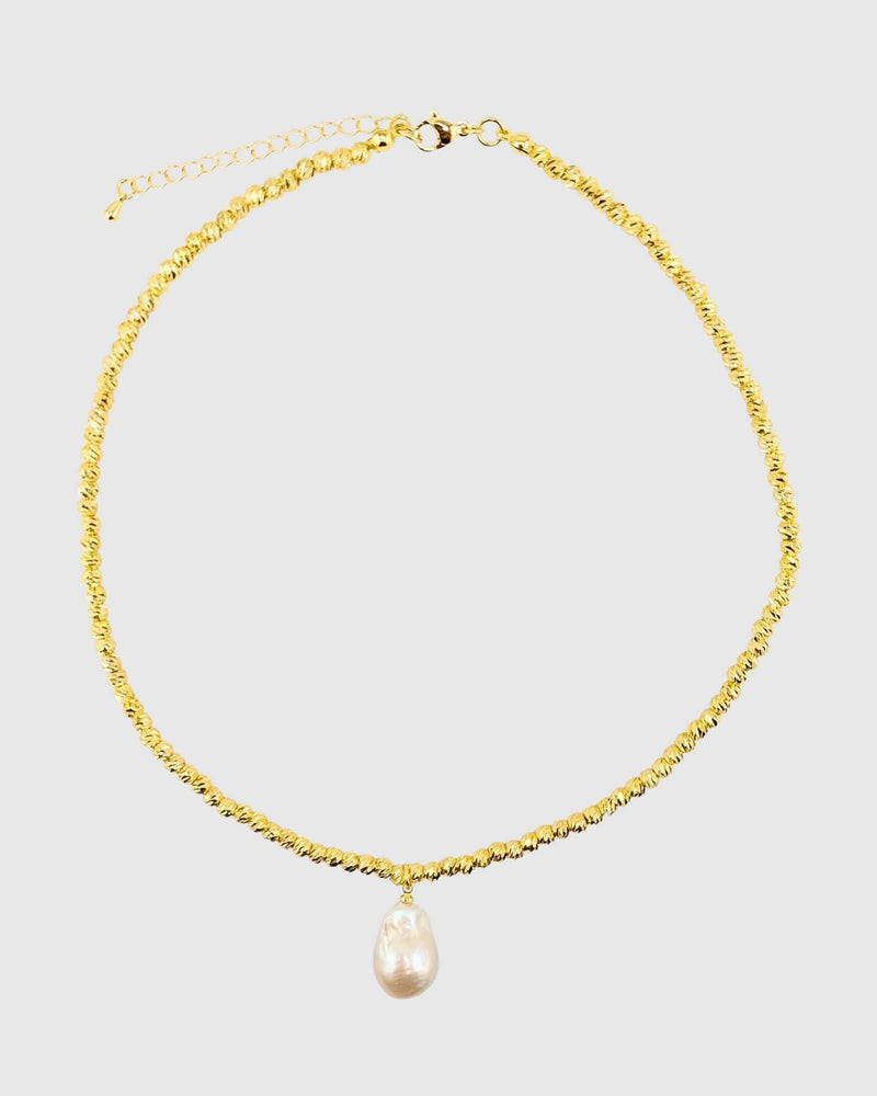 Izoa PRE-ORDER: Odette Drop Pearl Necklace Gold