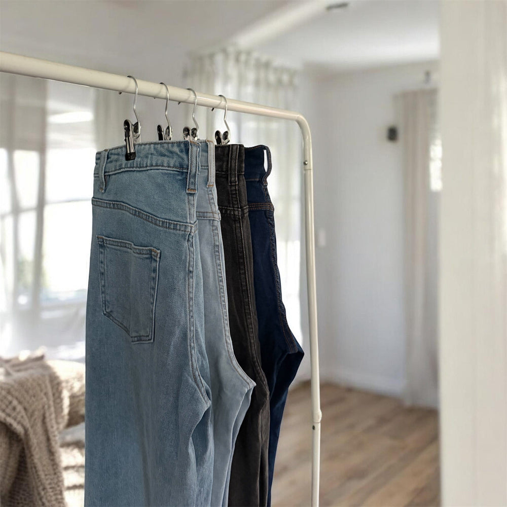 Jean Rack Country Room Jeans Hanger - Stainless Steel Laundry Clips with 360° Rotating Hooks
