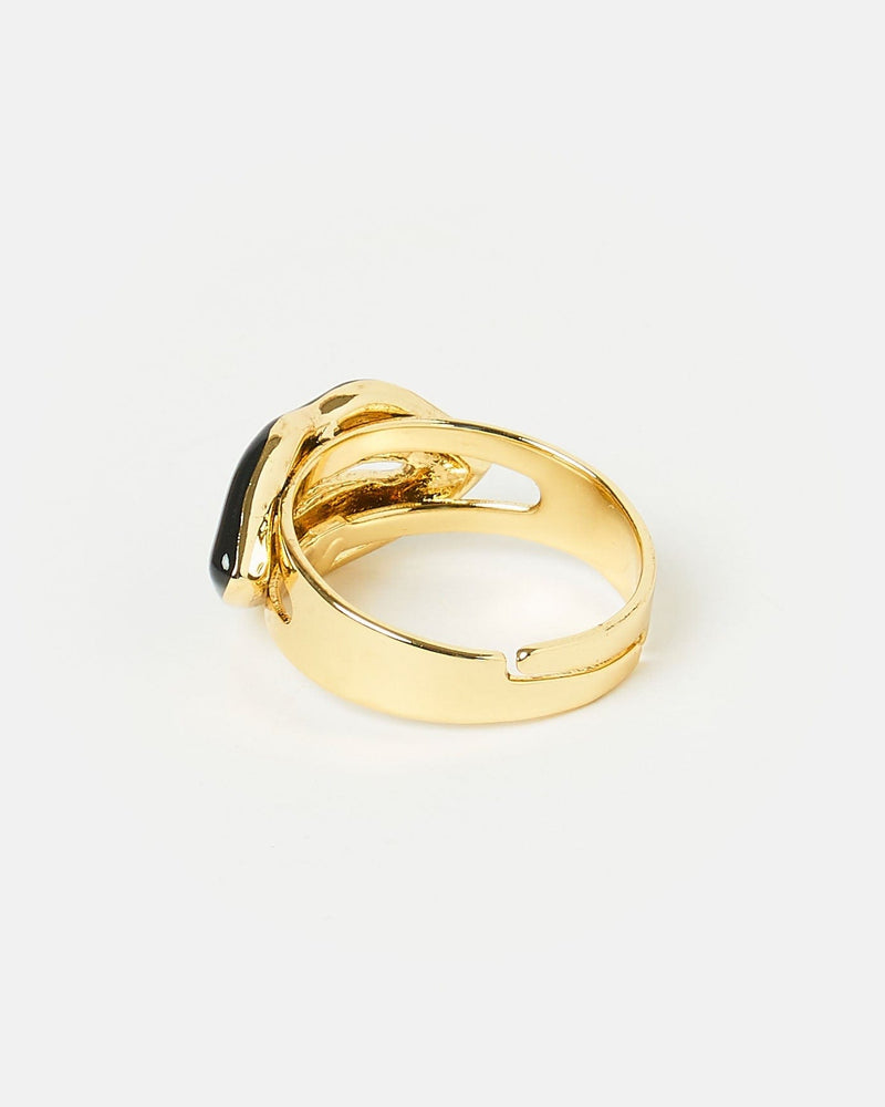 
                
                    Load image into Gallery viewer, Izoa Rings Izoa Lips Ring Gold Black LIPSRING-BLK
                
            