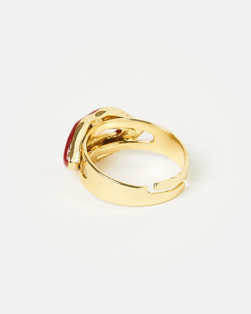 Izoa Rings Izoa Lips Ring Gold Red LIPSRING-RED