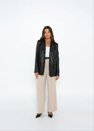 Madison The Label Landon Blazer Faux Leather - Black