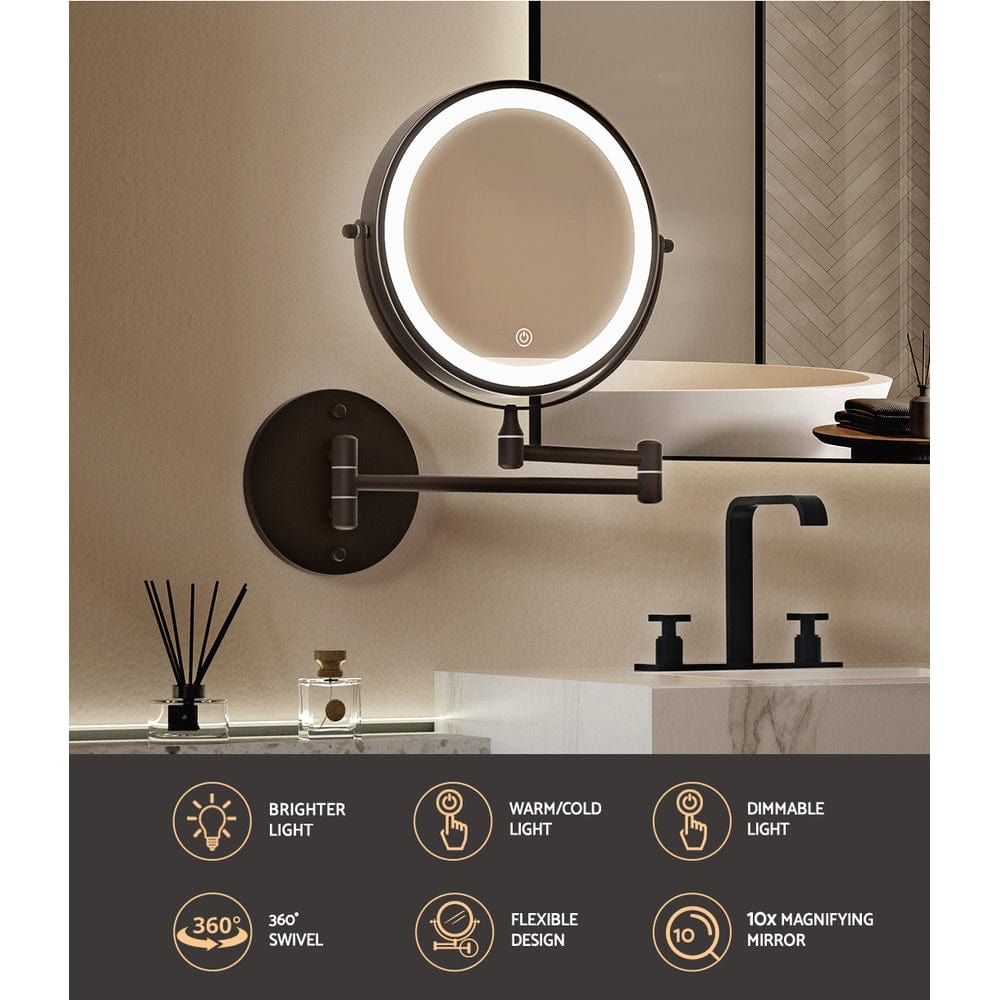 The Zebra Effect Health & Beauty > Makeup Mirrors Embellir Extendable Makeup Mirror 10X Magnifying Double-Sided Bathroom Mirror BR MM-E-EXTEN-10X-LED-7IN-BR