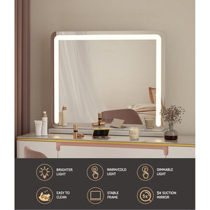 The Zebra Effect Health & Beauty > Makeup Mirrors Embellir Makeup Mirror With Light Hollywood Vanity LED Mirrors White 50X60CM MM-E-FRAME-5060LED-WH