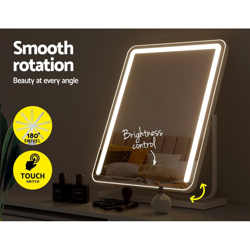 The Zebra Effect Health & Beauty > Makeup Mirrors Embellir Makeup Mirror with Lights Hollywood Vanity LED Mirrors White 40X50CM MM-E-STAND-4050LED-WH