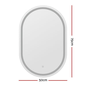 The Zebra Effect Health & Beauty > Makeup Mirrors Embellir LED Wall Mirror With Light 50X75CM Bathroom Decor Oval Mirrors Vanity MM-E-WALL-OVAL-LED-5075