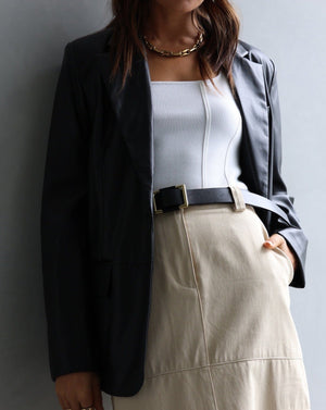Madison The Label Landon Blazer Faux Leather - Black XL