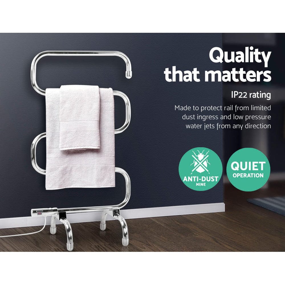 Devanti Electric Heated Towel Rail Rack 5 Bars Freestanding Clothes Dr