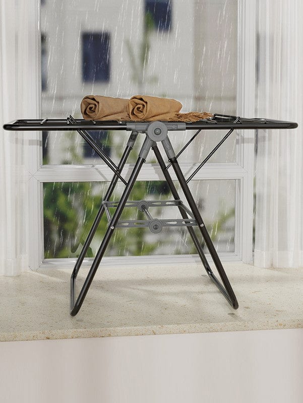 Foldable Window Drying Rack 2-Tier Foldable Clothes Drying Rack for Balcony Bay Window-White