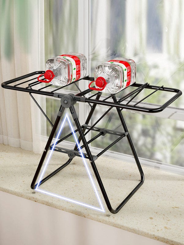 2-Tier Foldable Clothes Drying Rack for Balcony Bay Window-White