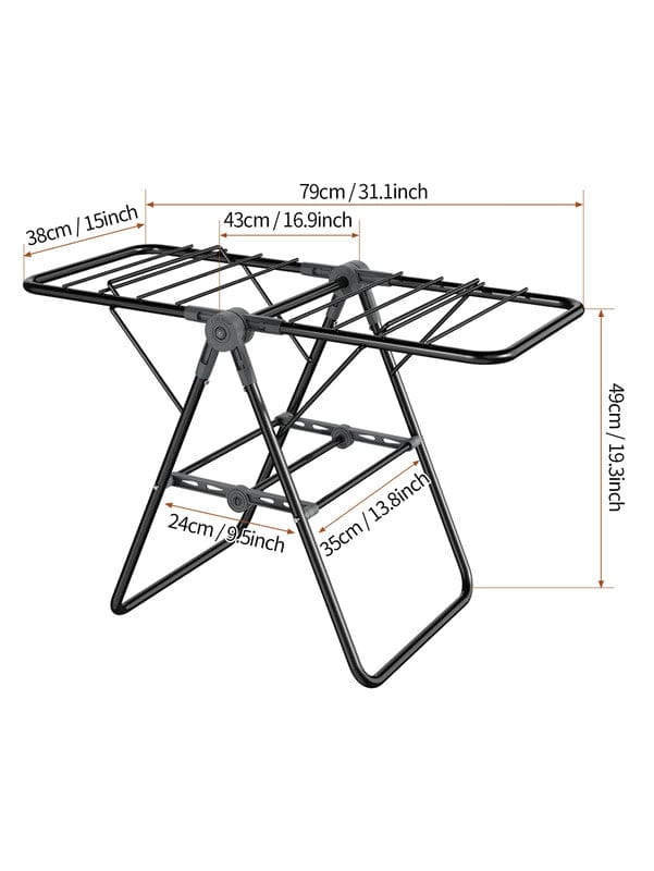 2-Tier Foldable Clothes Drying Rack for Balcony Bay Window-White