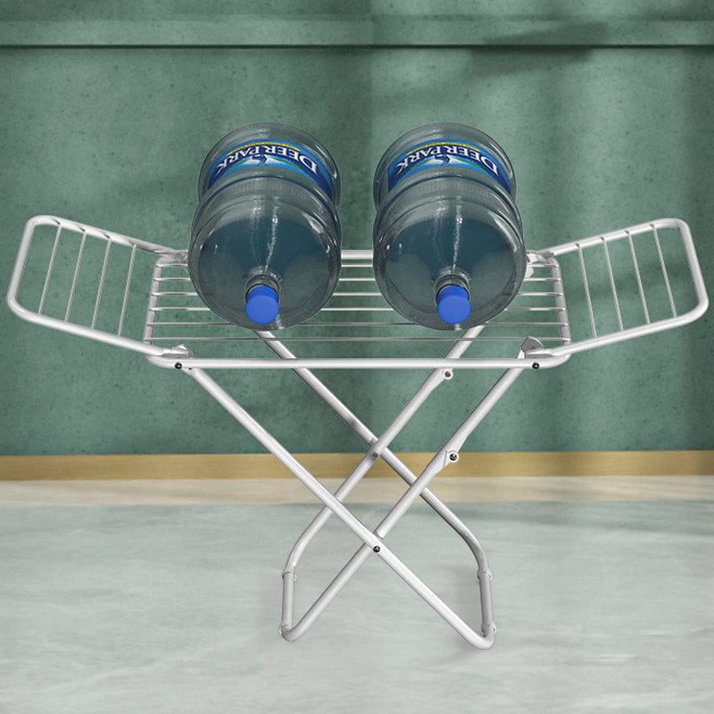 Upgrade Double Wing Floor Folding Drying Rack For Clothes Quilt Towel-
