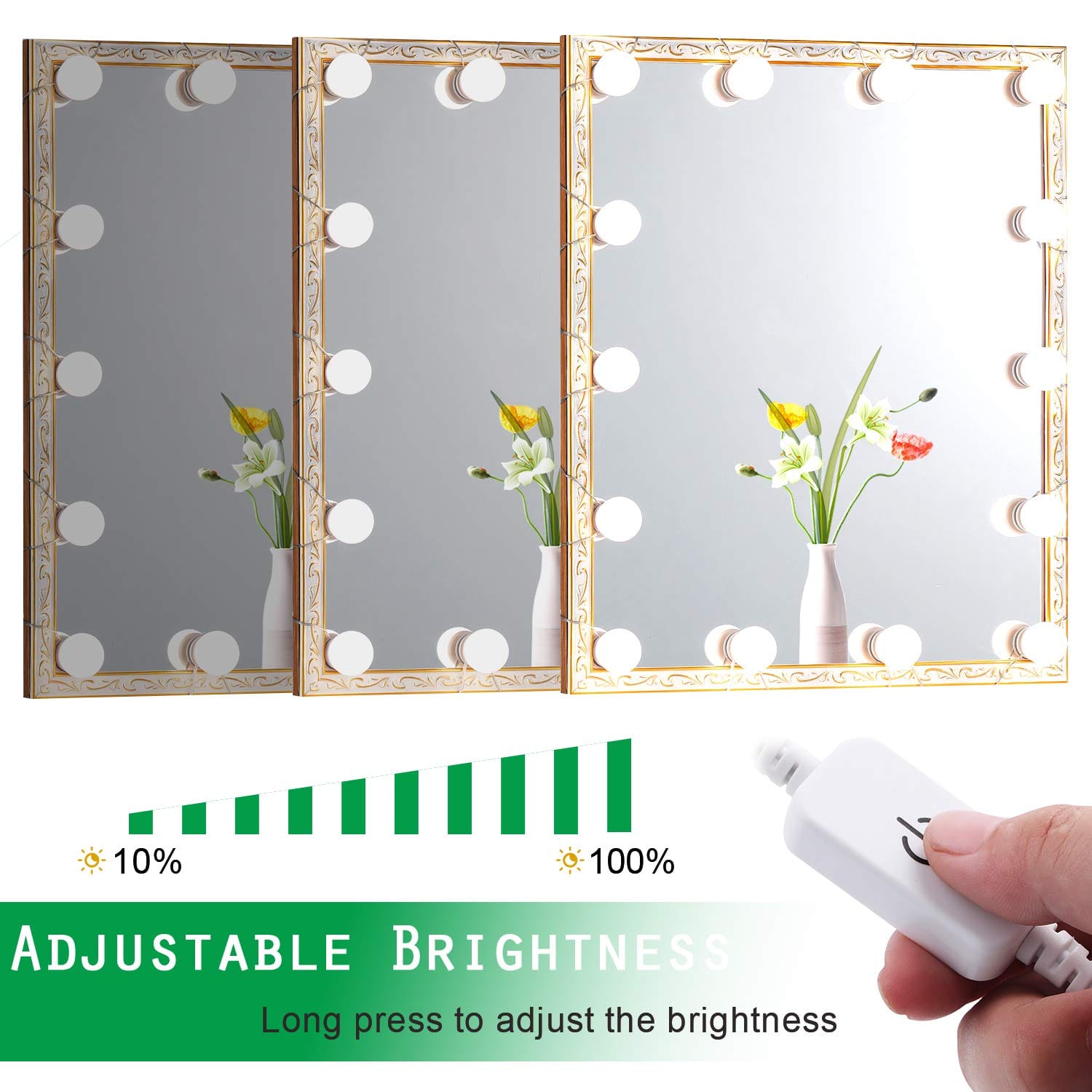 Hollywood LED Vanity Mirror Lights Kit, Dimmable Stick on USB Vanity L
