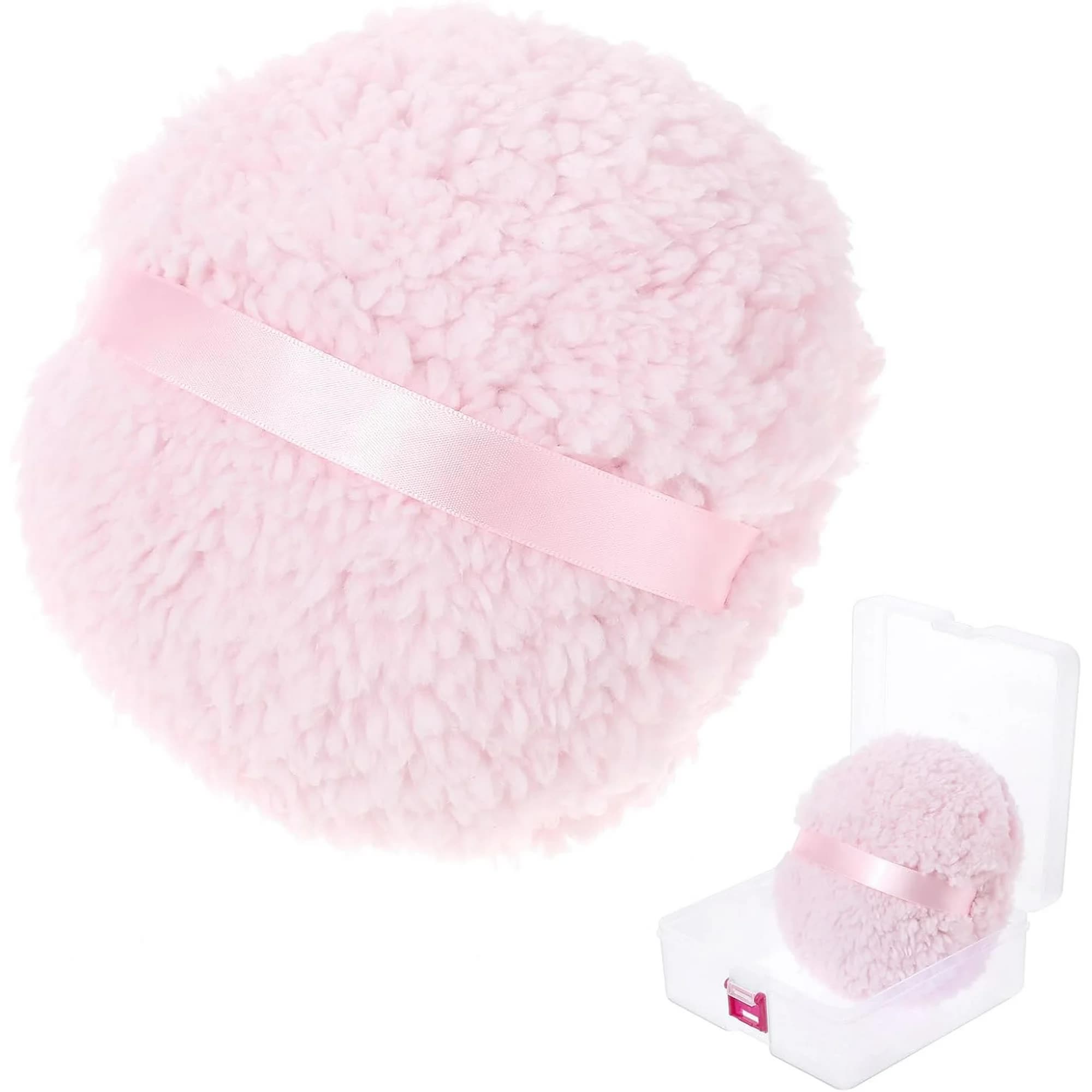 Body Powder Puff, 6 Inch Powder Puff with Storage Container Pink Soft