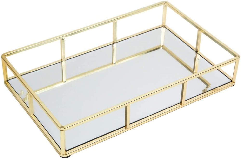 Tray Gold Mirror Decorative for Storage Jewelry and Makeup accessories - The Zebra Effect