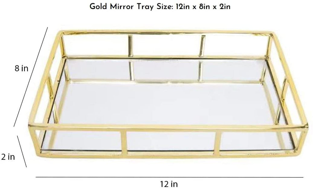 Tray Gold Mirror Decorative for Storage Jewelry and Makeup accessories - The Zebra Effect