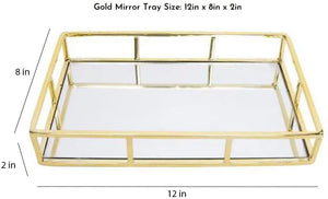 Tray Gold Mirror Decorative for Storage Jewelry and Makeup accessories - The Zebra Effect
