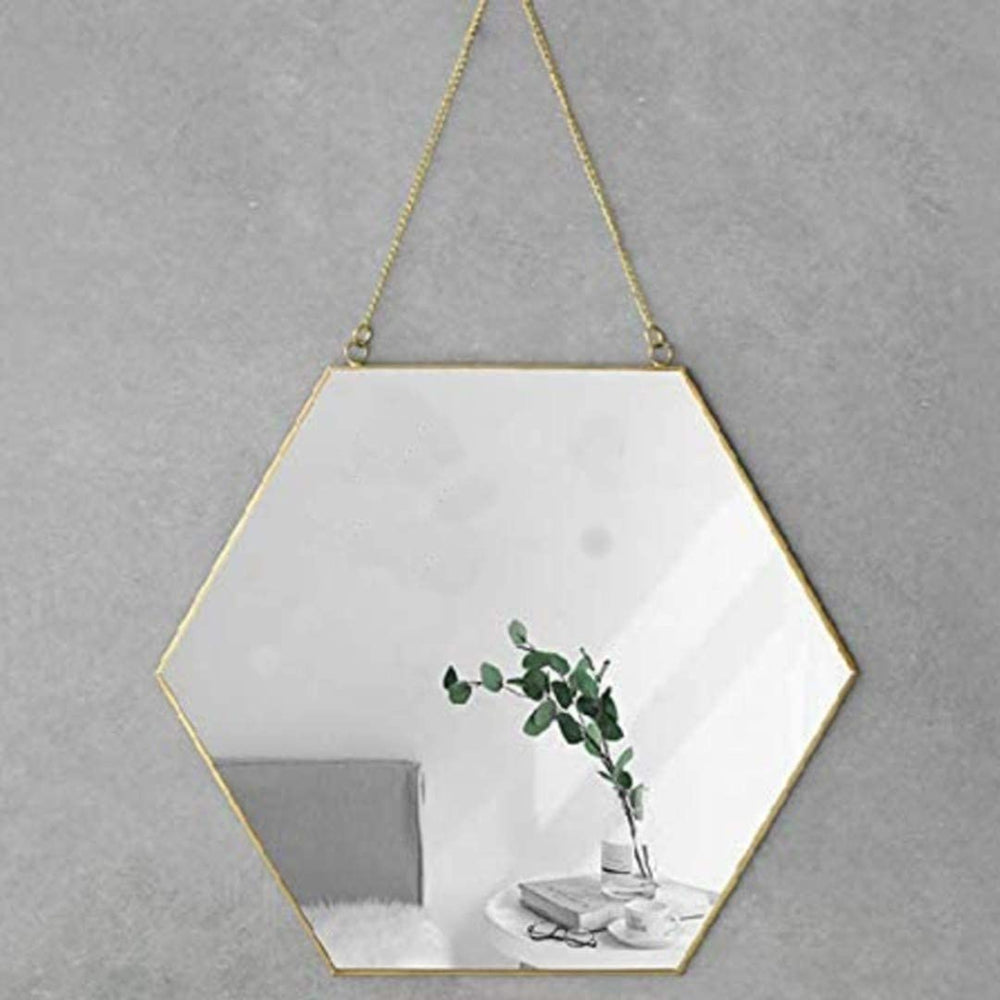 The Zebra Effect Health & Beauty > Makeup Mirrors Hexagon Hanging Wall Mirror Decor (Gold Color) V178-12885