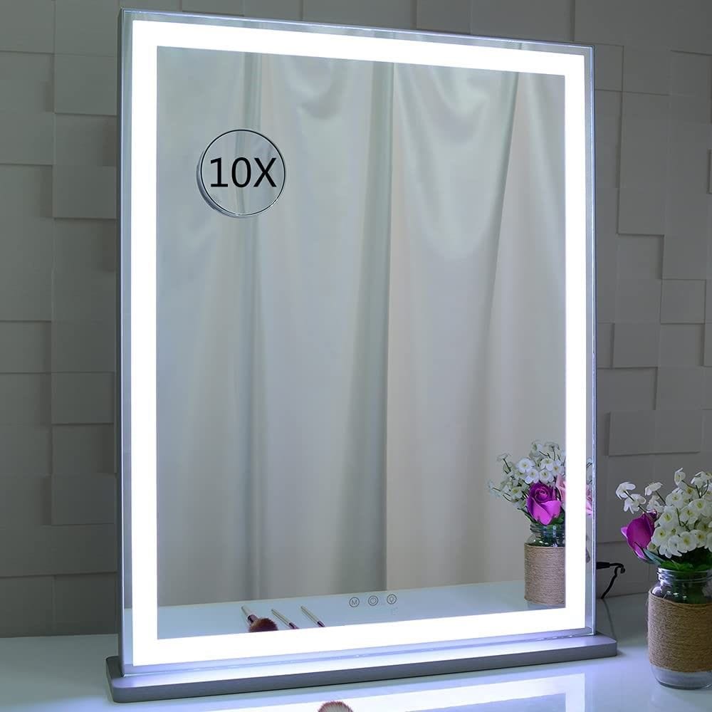 The Zebra Effect Health & Beauty > Makeup Mirrors 10x Magnification Mirror with Smart Touch Control and 3 Colors Dimmable Light for Bathroom and Bedroom  (71 x 57 cm) V178-30001