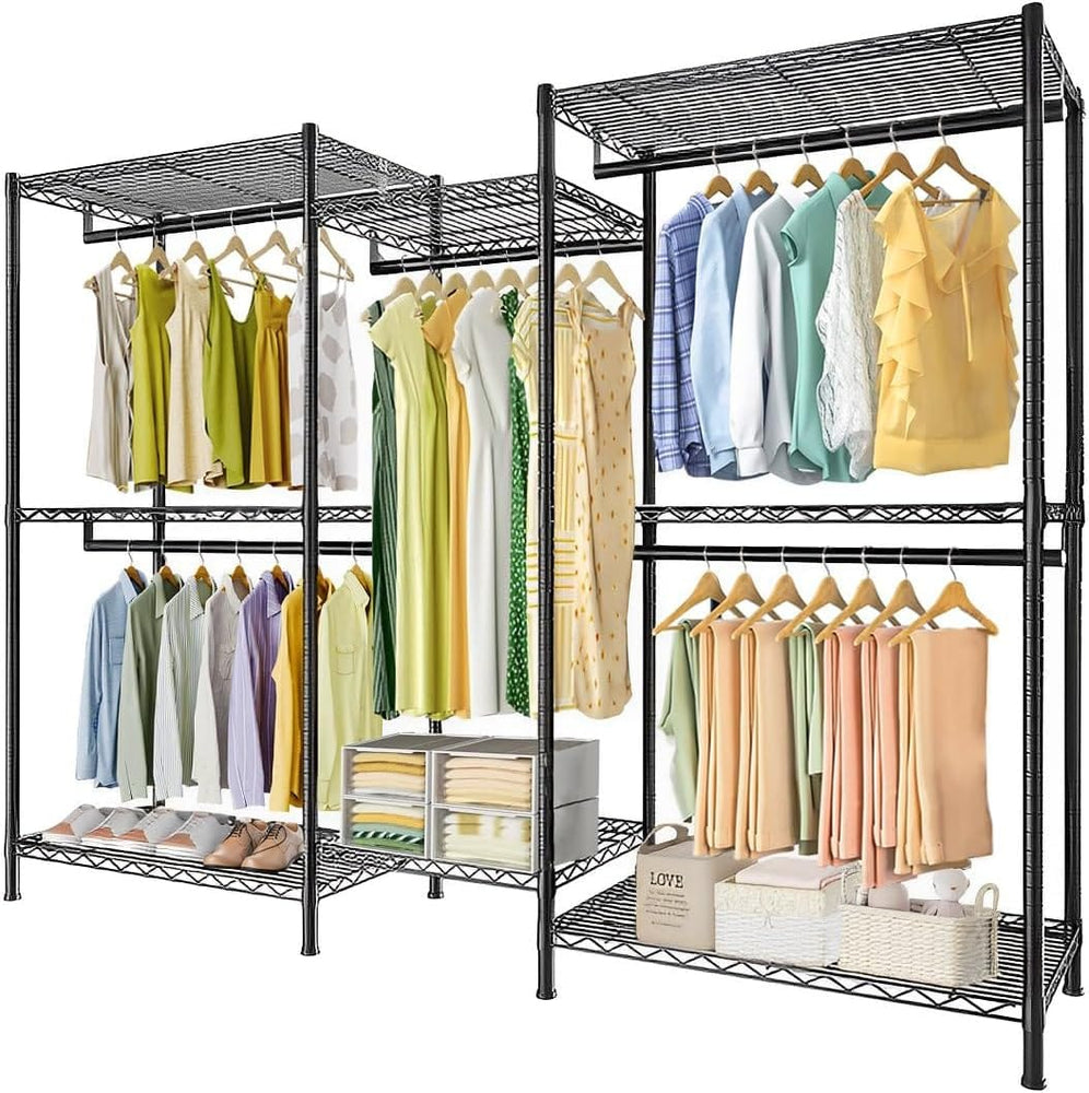 CARLA HOME Heavy Duty Clothing Garment Rack Organizer with Hanging Rod