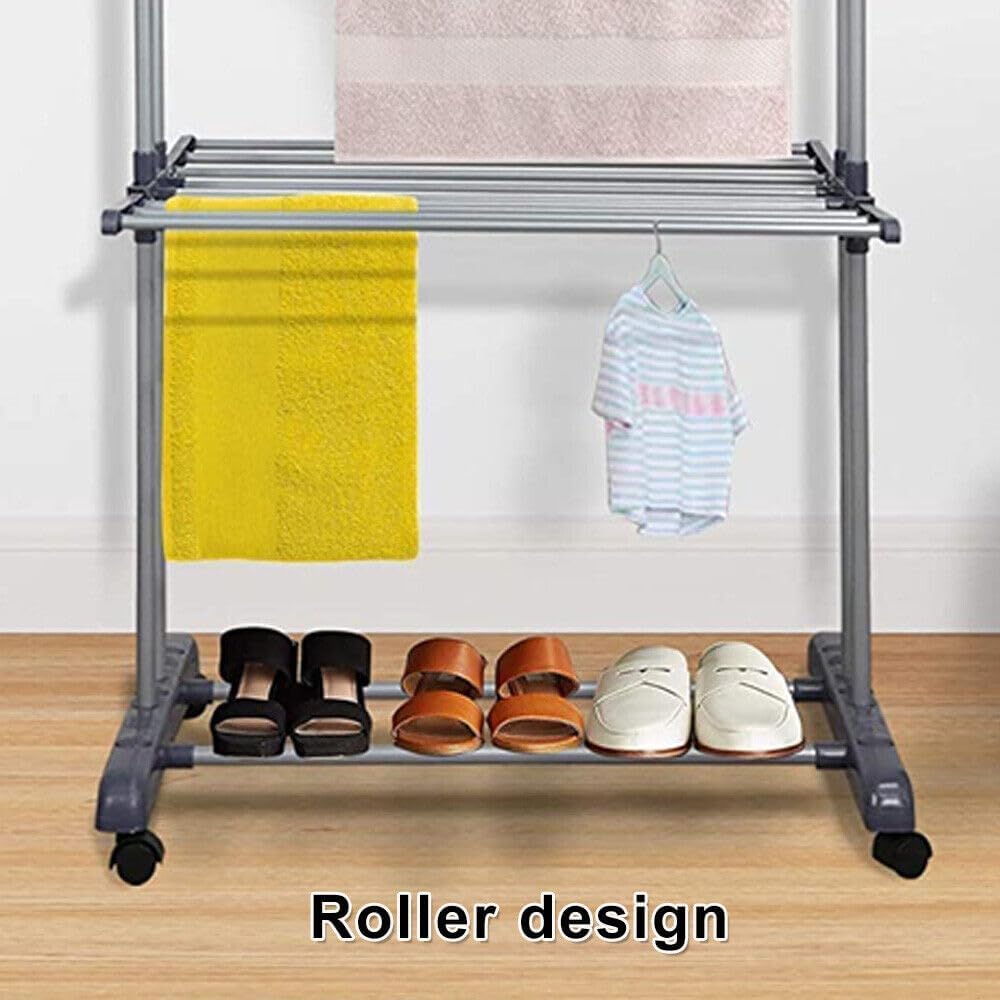 CARLA HOME Folding Clothes Drying Rack with Wheels and Adjustable Side