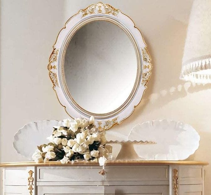 The Zebra Effect Health & Beauty > Makeup Mirrors Oval Antique Vintage Hanging Wall Mirror for Bedroom and Livingroom (White, 38 x 33 cm) V178-44243