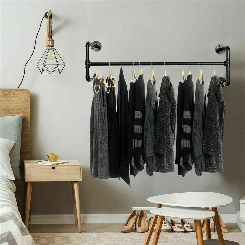 Iron Wall Mounted Clothes Rack with Shelf Garment Display