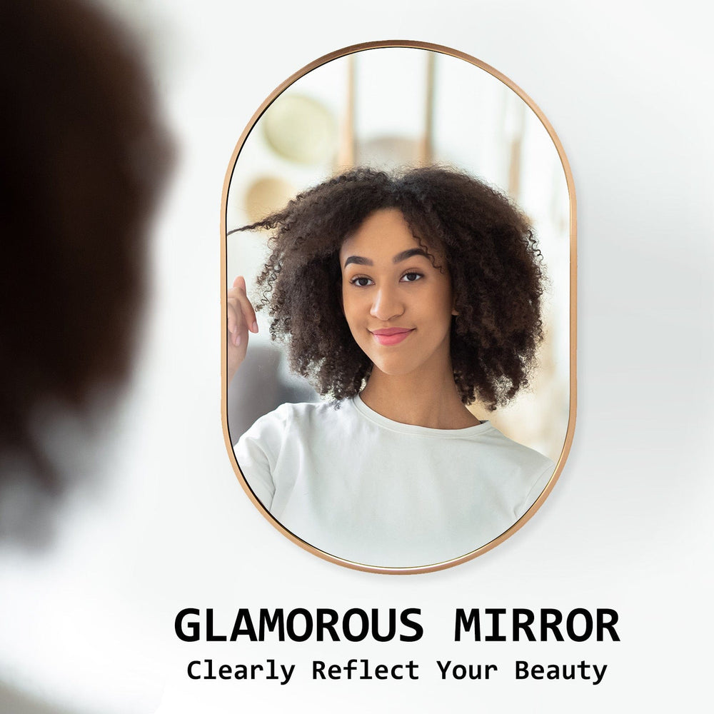 The Zebra Effect Health & Beauty > Makeup Mirrors La Bella Gold Wall Mirror Oval Aluminum Frame Makeup Decor Bathroom Vanity 50x75cm V274-FT-BM-ALUOV-GLD5075