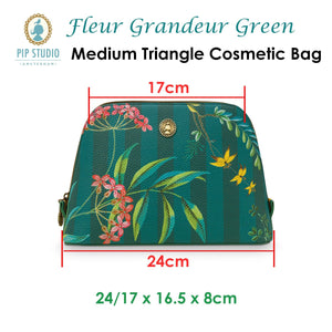The Zebra Effect Health & Beauty > Cosmetic Storage PIP Studio Fleur Grandeur Green Medium Triangle Cosmetic Bag V442-HIN-MISC-COSMETICFLEURSM-GREEN-TR