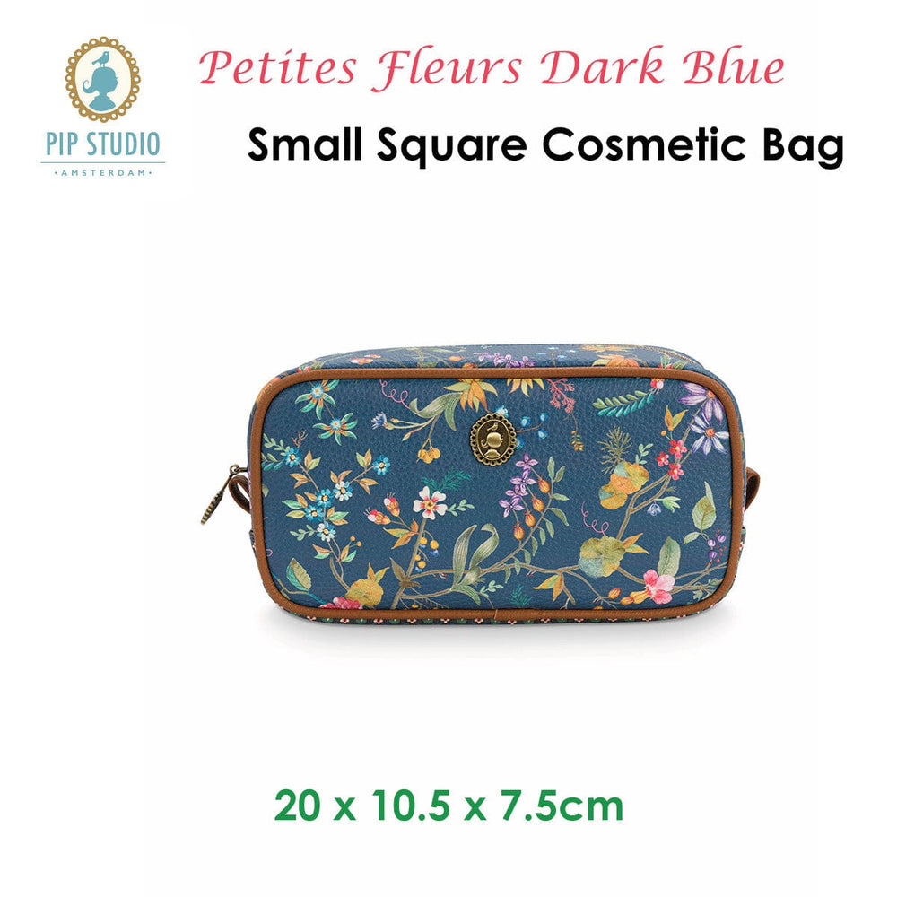 PIP Studio Petites Fleurs Dark Blue Small Square Cosmetic Bag - The Zebra Effect
